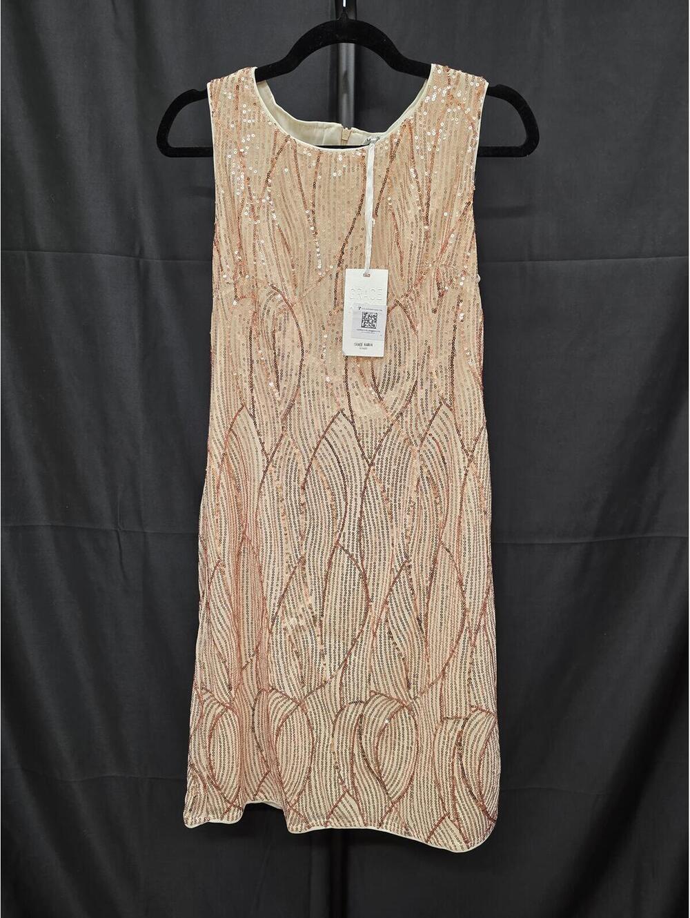 GRACE KARIN WOMEN’S CHAMPAGNE GOLD SEQUIN PARTY DRESS SIZE M
